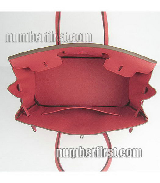 Hermes Birkin 35cm Red Plain Veins Bag Silver-5