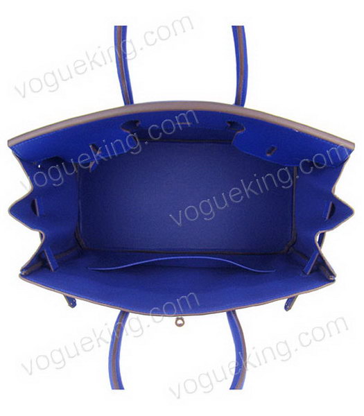 Hermes Birkin 35cm Sapphire Blue Plain Veins Bag Golden Metal-6