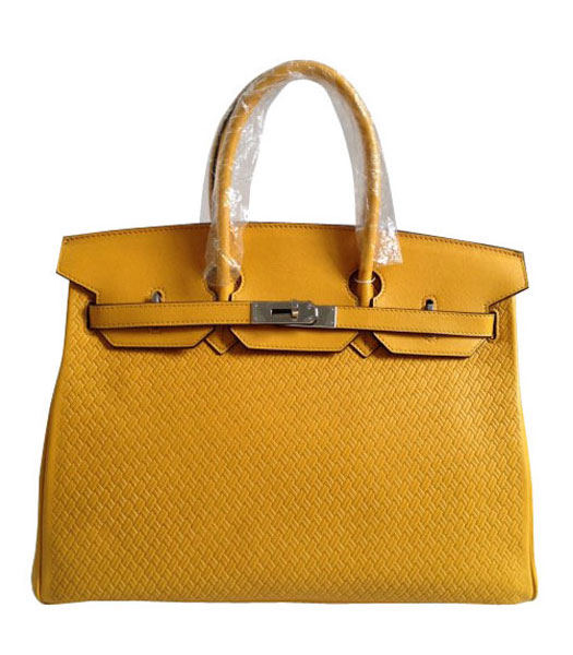 Hermes Birkin 35CM Yellow Plait Veins Leather Bag