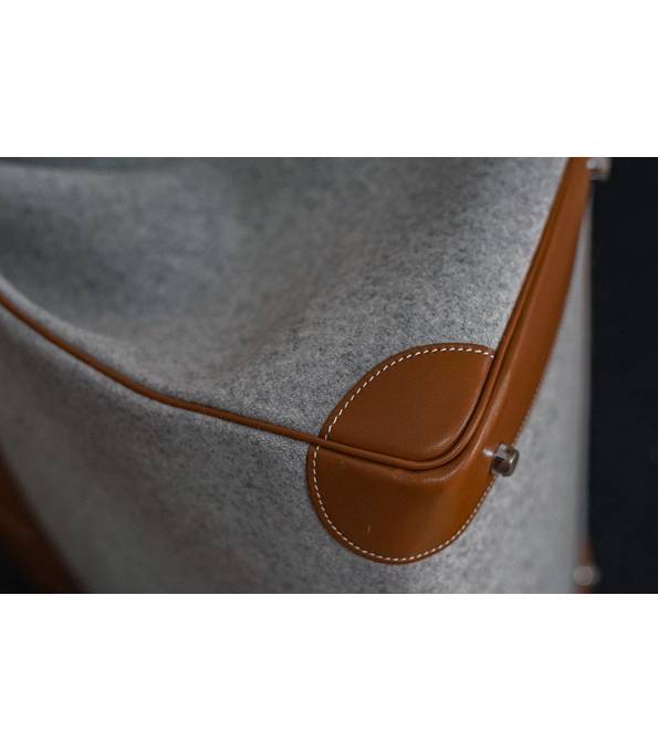 Hermes Birkin 40cm Bag Grey Suede With Brown Original Leather Silver Metal-8
