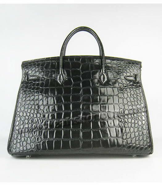 Hermes Birkin 40cm Black Big Croc Leather Bag Silver Metal-2