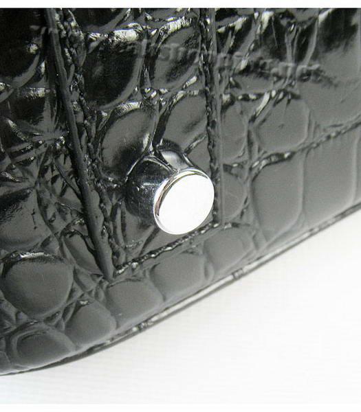 Hermes Birkin 40cm Black Big Croc Leather Bag Silver Metal-7