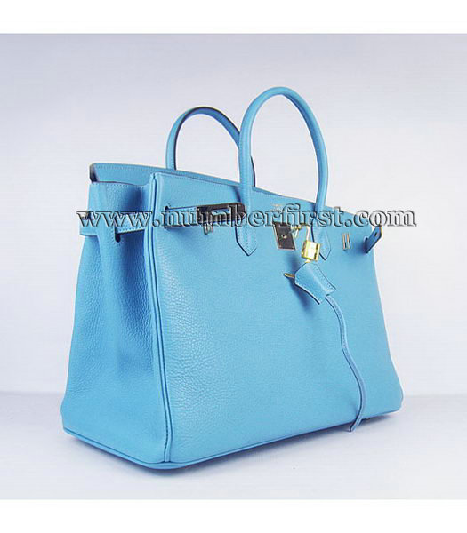 Hermes Birkin 40CM Handbag Light Blue Togo Leather Golden Metal-4