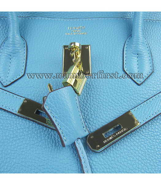 Hermes Birkin 40CM Handbag Light Blue Togo Leather Golden Metal-7