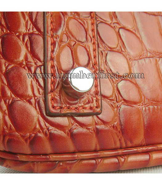 Hermes Birkin 40CM Handbag Orange Big Croc Veins Leather Silver Metal-7