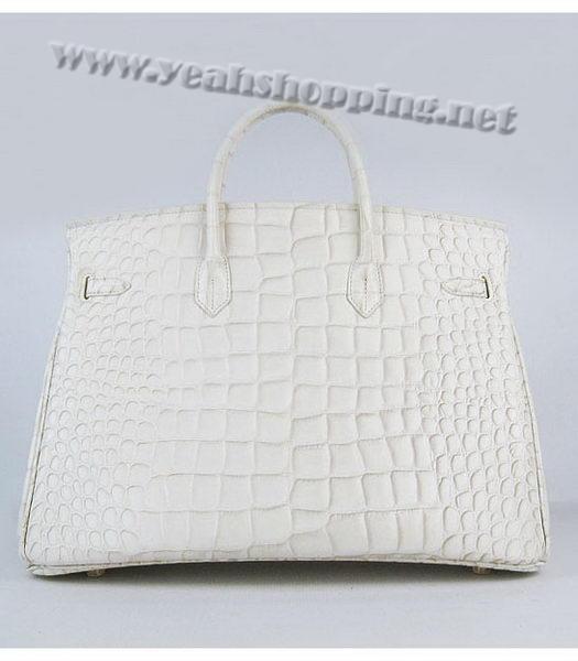 Hermes Birkin 40cm Offwhite Croc Leather Bag Golden Metal-2