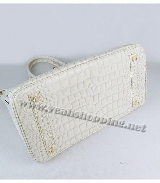 Hermes Birkin 40cm Offwhite Croc Leather Bag Golden Metal-4