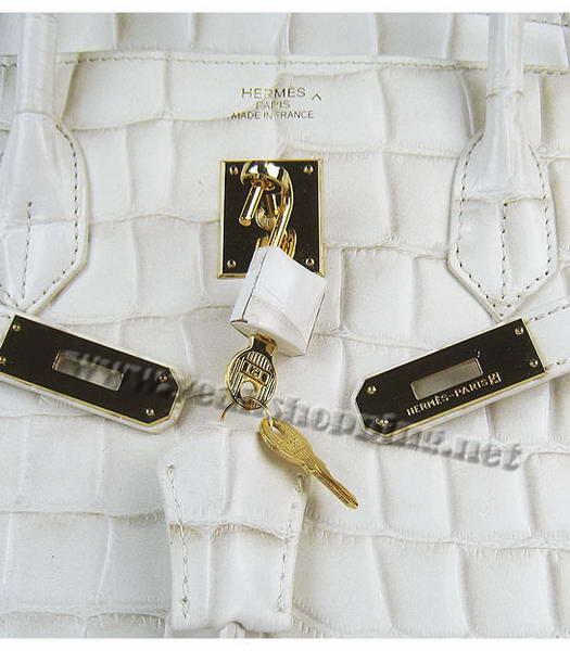 Hermes Birkin 40cm Offwhite Croc Leather Bag Golden Metal-6