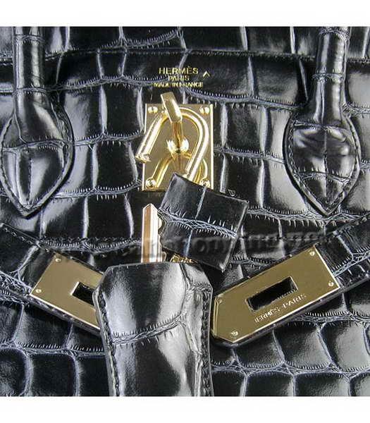 Hermes Birkin 42cm Black Croc Veins Leather Golden Metal-5