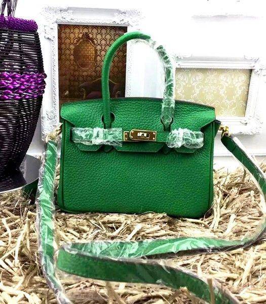 Hermes Birkin Mini Emerald Green Togo Leather Strap Golden Metal