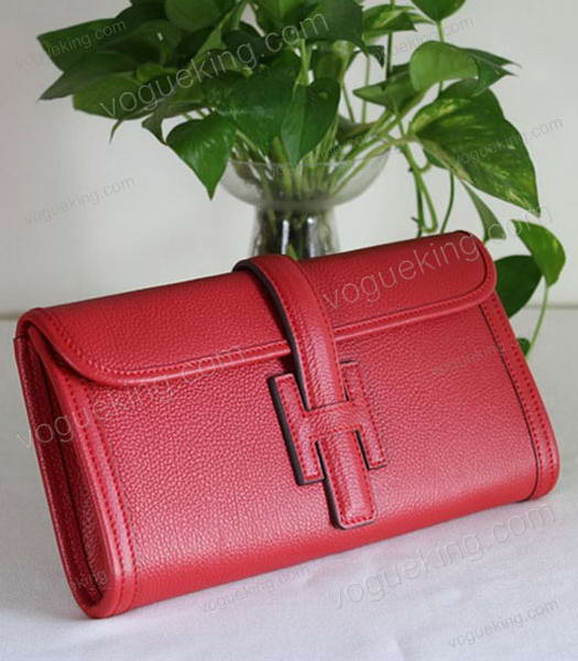 Hermes Bovine Jugular Veins Clutch Bag in Red Leather-1