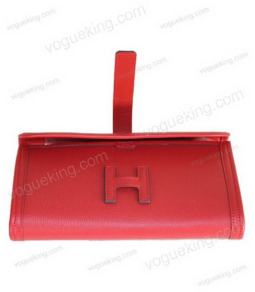 Hermes Bovine Jugular Veins Clutch Bag in Red Leather-3