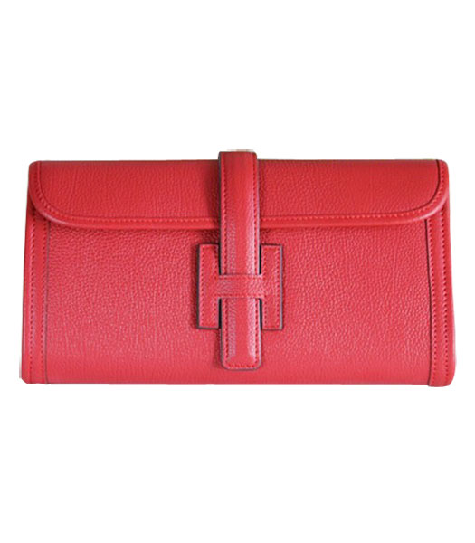 Hermes Bovine Jugular Veins Clutch Bag in Red Leather