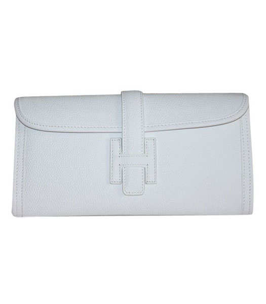 Hermes Bovine Jugular Veins Clutch Bag in White Leather