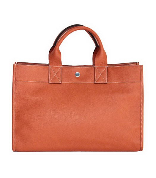 Hermes Cabag Weekender Bag Orange Cowhide Leather
