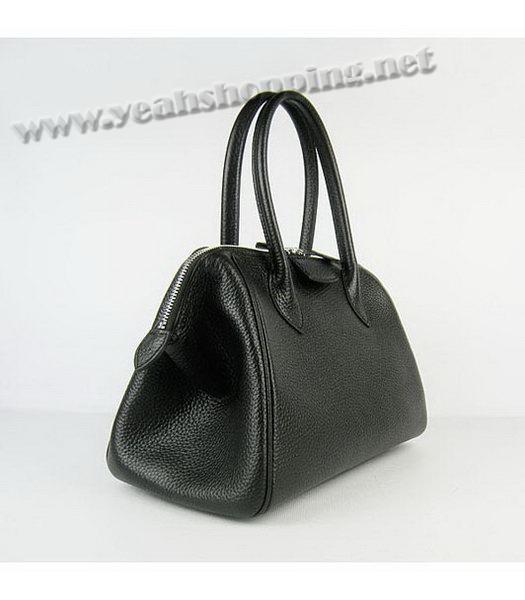 Hermes Calfskin Leather Double zipper Tote Bag Black-1