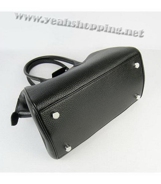 Hermes Calfskin Leather Double zipper Tote Bag Black-3