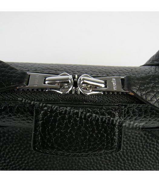 Hermes Calfskin Leather Double zipper Tote Bag Black-4