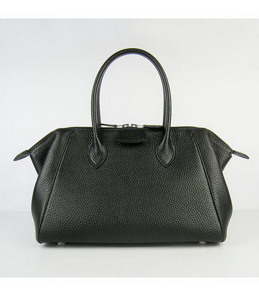 Hermes Calfskin Leather Double zipper Tote Bag Black