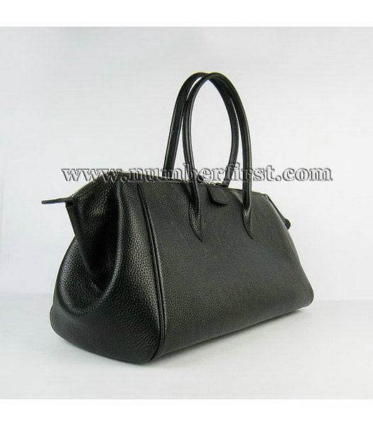 Hermes Calfskin Leather Double zipper Tote Bag Dark Coffee-1