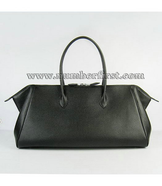 Hermes Calfskin Leather Double zipper Tote Bag Dark Coffee-2