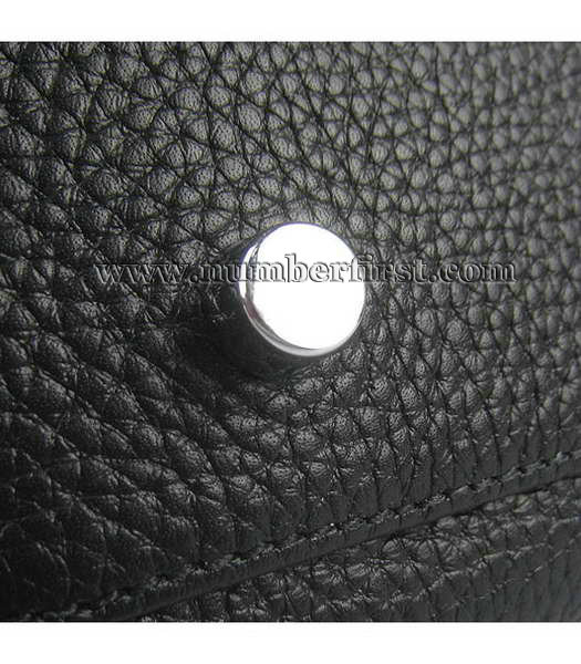 Hermes Calfskin Leather Double zipper Tote Bag Dark Coffee-5