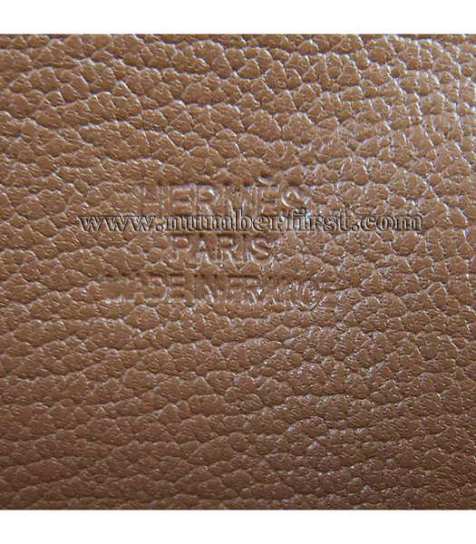 Hermes Calfskin Leather Double zipper Tote Bag Dark Coffee-6