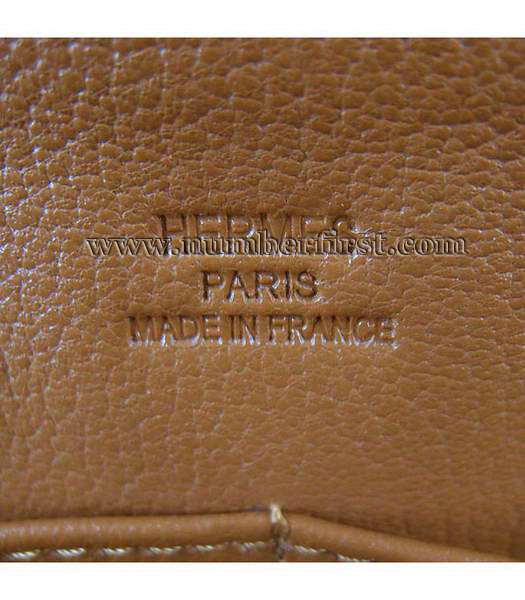 Hermes Calfskin Leather Double zipper Tote Bag Light Coffee-8