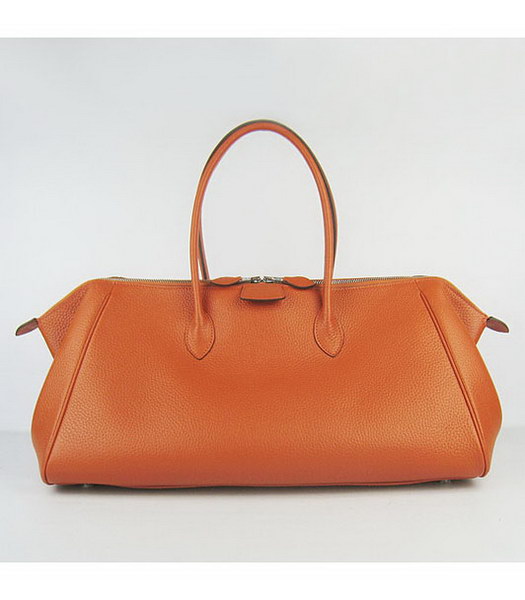 Hermes Calfskin Leather Double zipper Tote Bag Orange