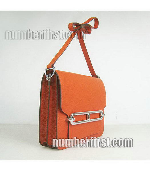 Hermes Calfskin Orange Leather Messenger Bag with Silver-1