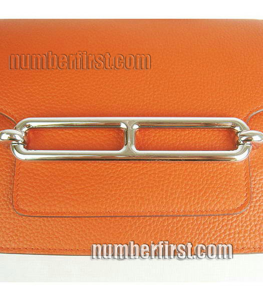 Hermes Calfskin Orange Leather Messenger Bag with Silver-5