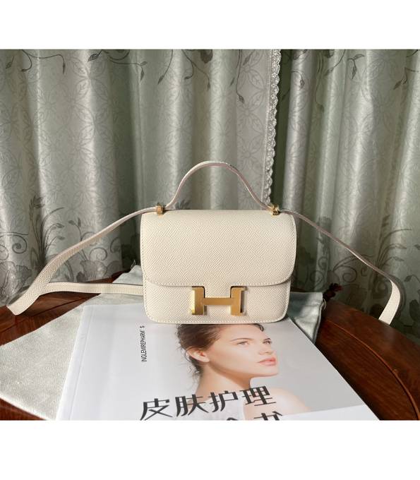 Hermes Constance 14cm Micro Bag Craie White Original Epsom Calfskin Leather Golden Metal