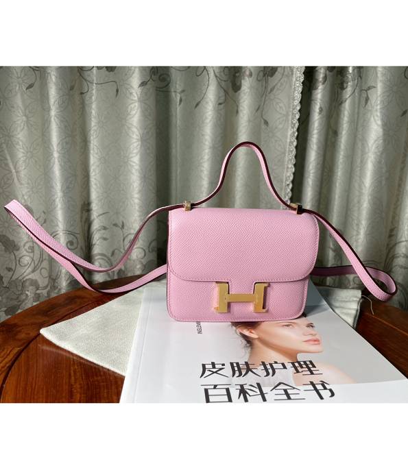 Hermes Constance 14cm Micro Bag Pink Original Epsom Calfskin Leather Golden Metal
