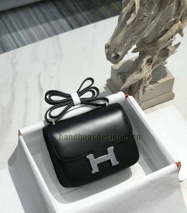 Hermes Constance 19cm Mini Bag Black Original Box Calfskin Leather Silver Metal-2
