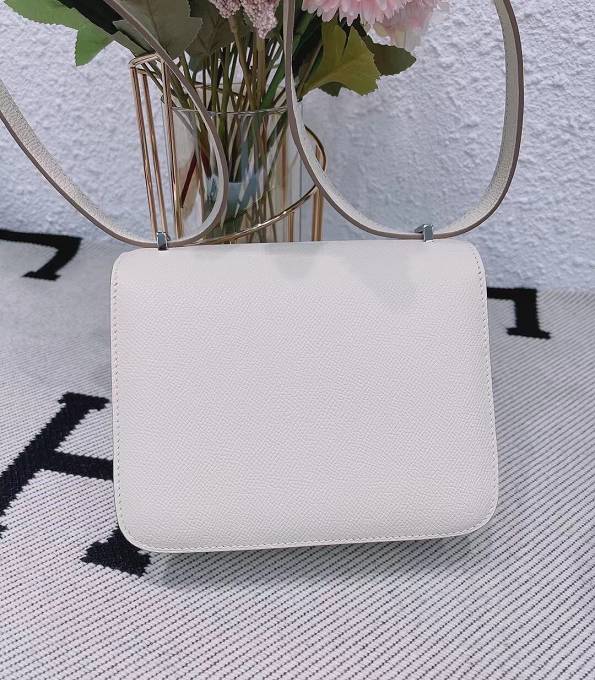 Hermes Constance 19cm Mini Bag White Original Epsom Leather Croc Pattern Metal-1