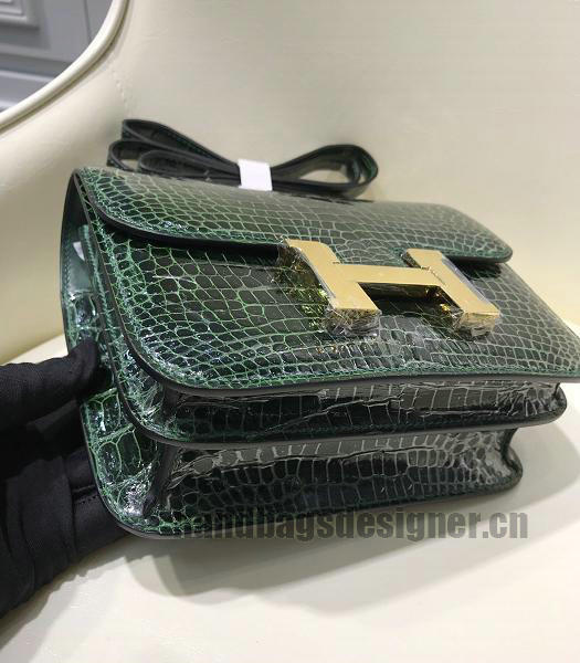 Hermes Constance 24cm Bag Green Real Croc Leather Gold Metal-3