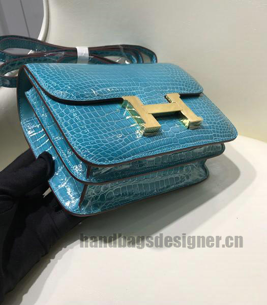 Hermes Constance 24cm Bag Lake Blue Real Croc Leather Gold Metal-3