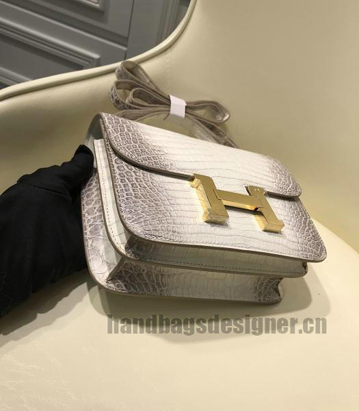 Hermes Constance 24cm Bag Offwhite Real Croc Leather Gold Metal-2