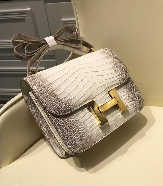 Hermes Constance 24cm Bag Offwhite Real Croc Leather Gold Metal