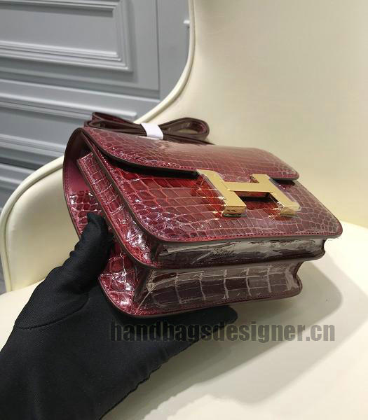 Hermes Constance 24cm Bag Red Real Croc Leather Gold Metal-3