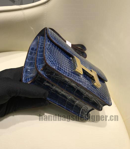 Hermes Constance 24cm Bag Sapphire Blue Real Croc Leather Gold Metal-1