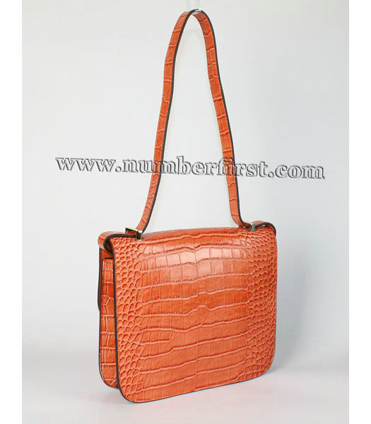 Hermes Constance Bag Gold Lock Orange Croc Veins Leather-1