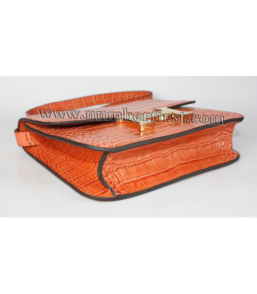 Hermes Constance Bag Gold Lock Orange Croc Veins Leather-2