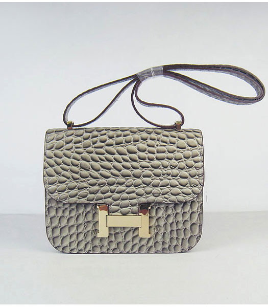 Hermes Constance Bag Golden Lock Grey Stone Veins Leather