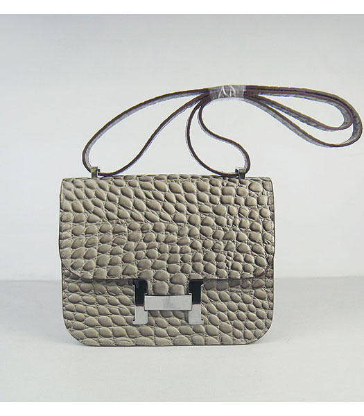 Hermes Constance Bag Silver Lock Grey Stone Veins Leather