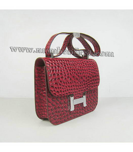 Hermes Constance Bag Silver Lock Red Stone Veins Leather-1