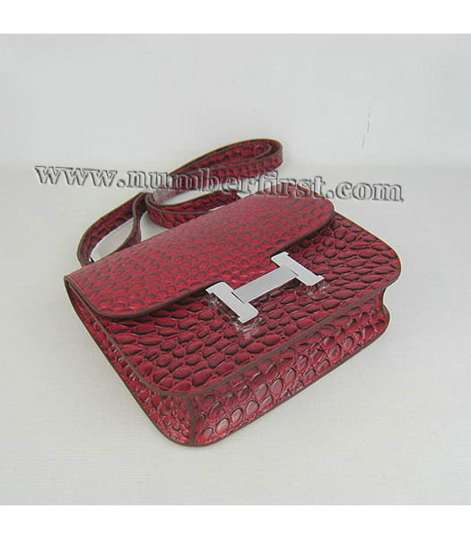 Hermes Constance Bag Silver Lock Red Stone Veins Leather-3