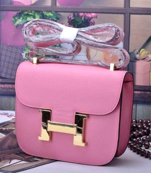 Hermes Constance Mini Bag Cherry Pink Palm Print Leather