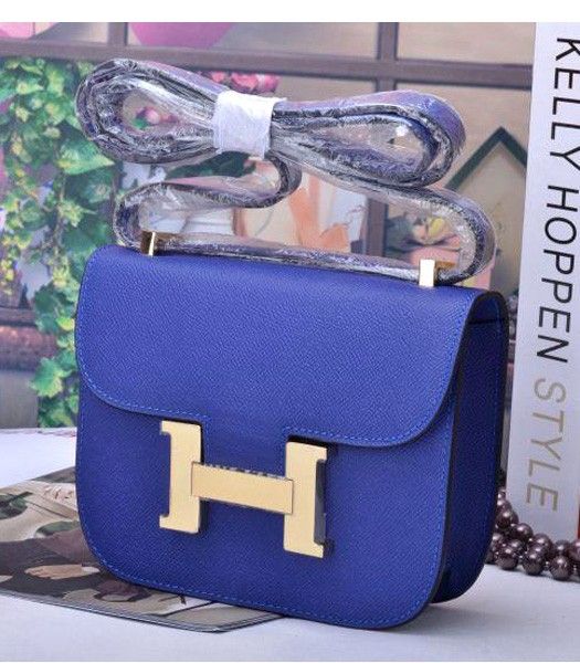 Hermes Constance Mini Bag Electric Blue Palm Print Leather