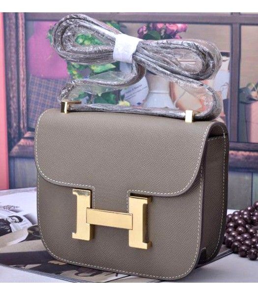 Hermes Constance Mini Bag Grey Palm Print Leather